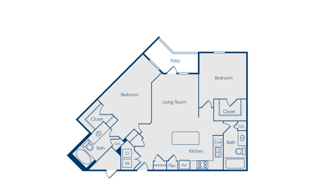 Holden 2 bed and 2 bath floor plan at Pavilion at Lake Eve