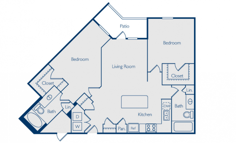 Holden 2 bed and 2 bath floor plan at Pavilion at Lake Eve