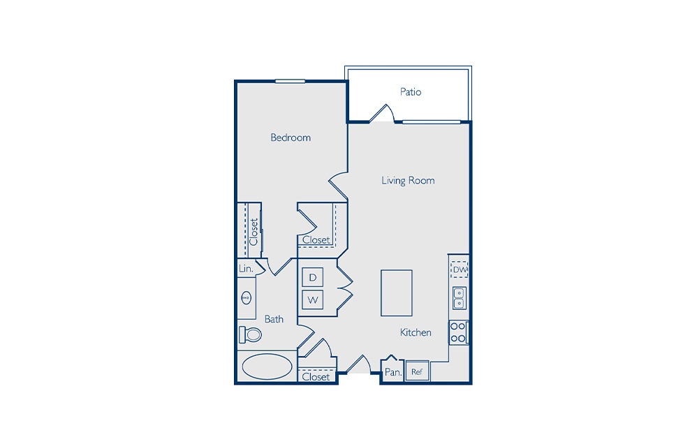 Adair - 1 bedroom floorplan layout with 1 bath and 698 square feet.