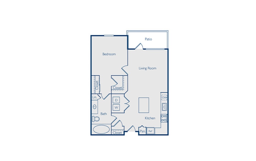 Adair Renovated - 1 bedroom floorplan layout with 1 bathroom and 698 square feet