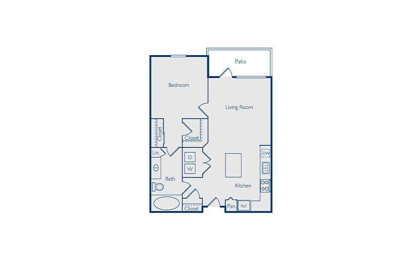 Adair - 1 bedroom floorplan layout with 1 bathroom and 698 square feet
