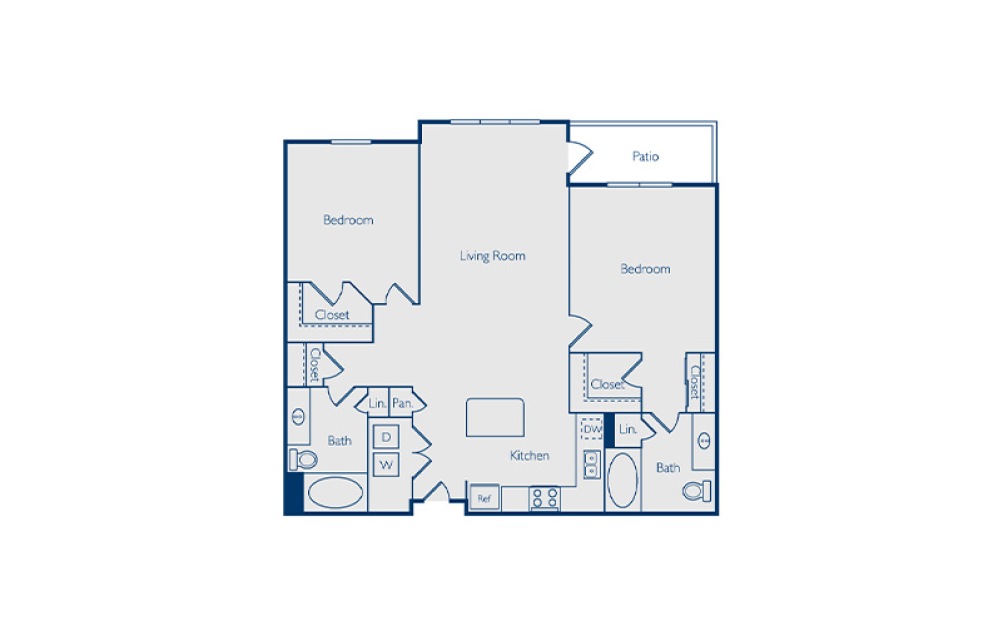 Buchanan Renovated - 2 bedroom floorplan layout with 2 bathrooms and 1132 square feet