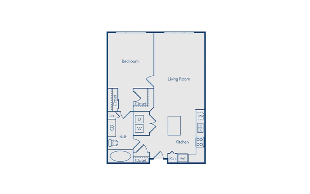 Davis Renovated - 1 bedroom floorplan layout with 1 bathroom and 798 square feet