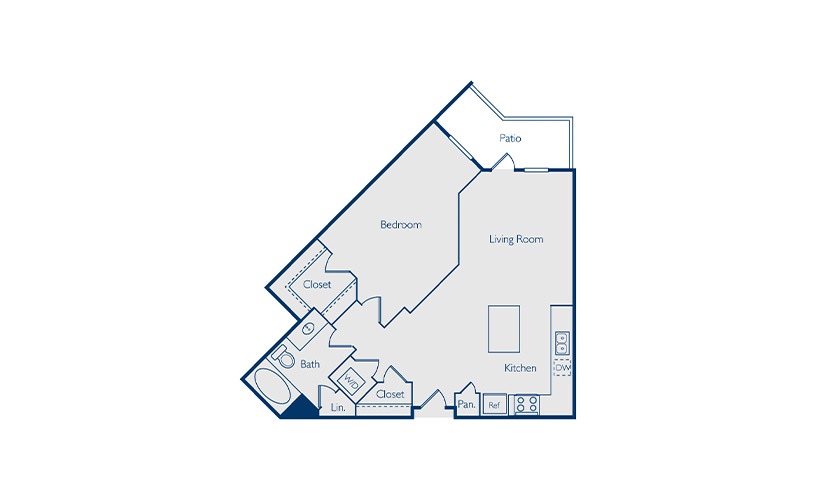 Highland 1 bed and 1 bath floorplan at Pavilion at Lake Eve