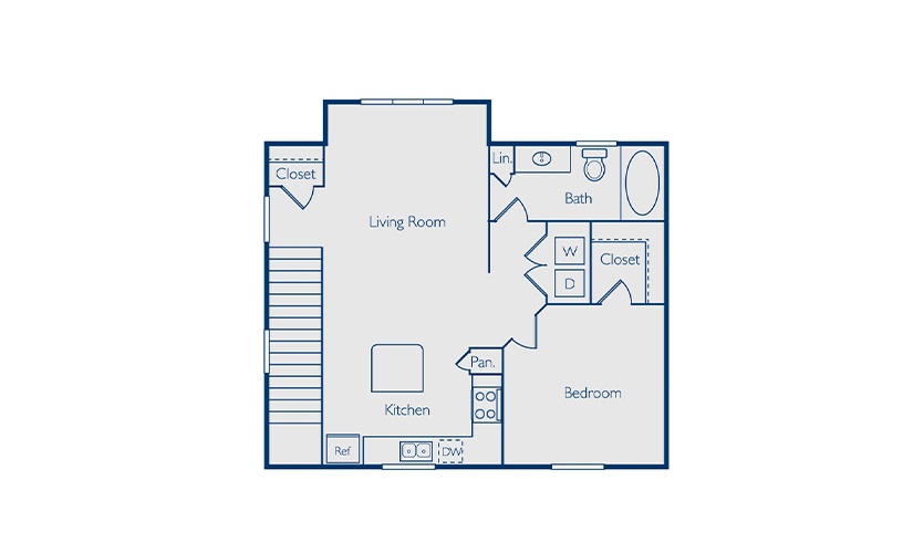Lancaster 1 bed and 1 bath floorplan at Pavilion at Lake Eve