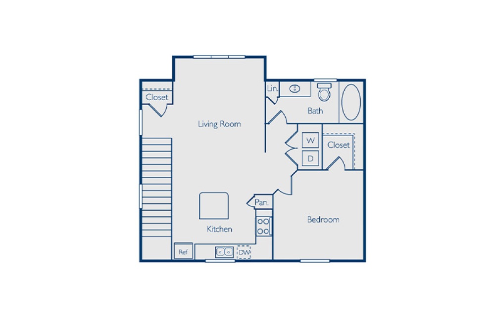 Lancaster 1 bed and 1 bath floorplan at Pavilion at Lake Eve