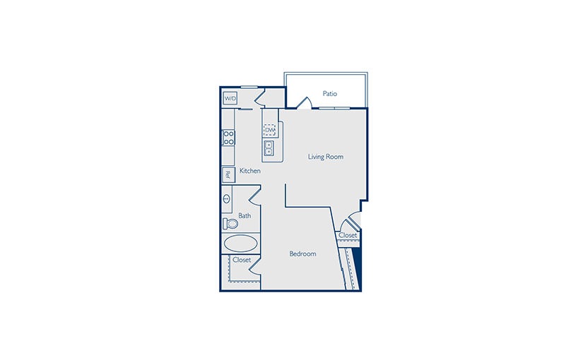 Park - Studio floorplan layout with 1 bathroom and 656 square feet